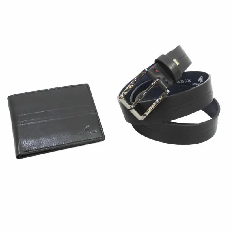 IDK994 Set uomo cintura e portafoglio Armata di Mare Nero 0000000226 - UNICA / Nero - Set uomo cintura e portafoglio
