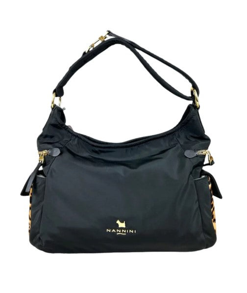 Sacca Aliza Donna Nannini 18360a Nero/Leopardato - Nero / Taglia Unica - borse a sacco