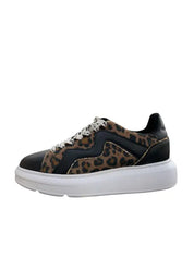 Sneakers Donna Beige Nero Leopoardato